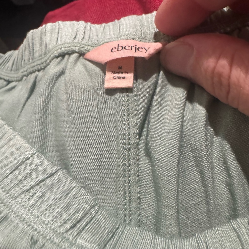 Eberjey Frida Tencel Modal Whipstitch Shortie PJ Pajamas in Eucalyptus Ivory - Picture 9 of 9